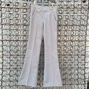 Vintage Mann Deadstock red blue plaid bell flare pants 28x34